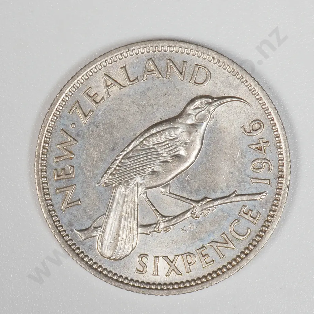 1946 New Zealand Sixpence - AUNC Image 1++