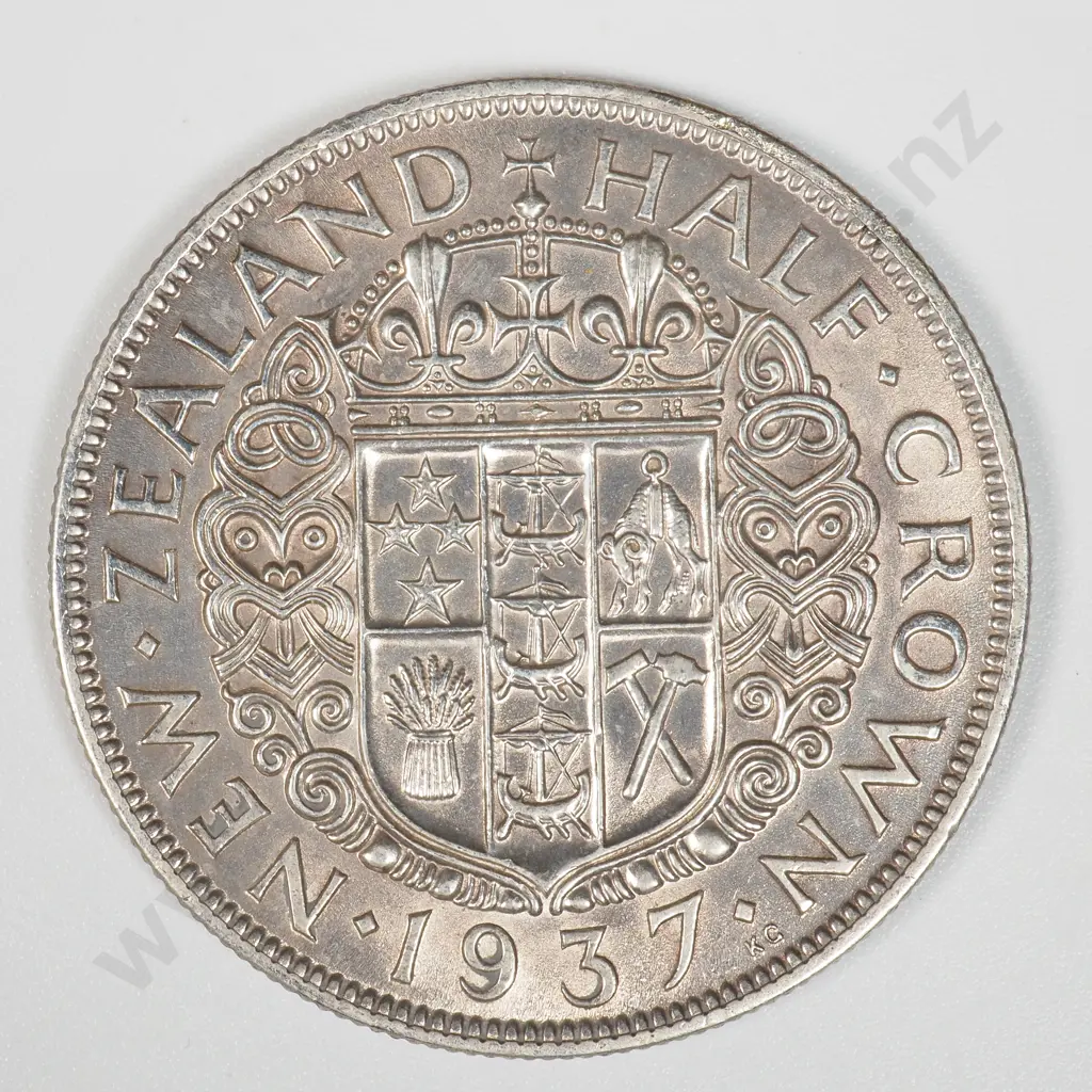 1937 New Zealand HalfCrown - Better Grade  Image 1++