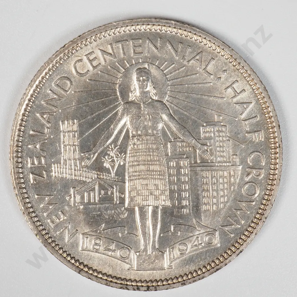 1940 New Zealand Waitangi Half Crown - Better Grade  Image 1++