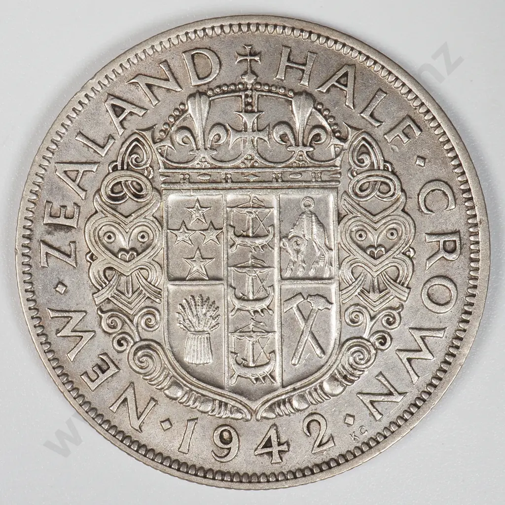 1942 New Zealand Waitangi Half Crown - Better Grade  Image 1++