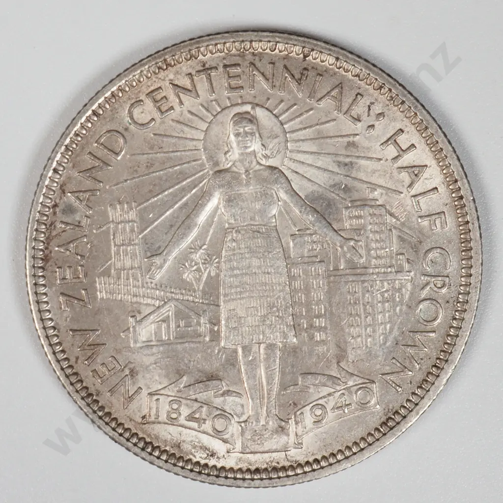 1940 New Zealand Waitangi Half Crown - Better Grade  Image 1++