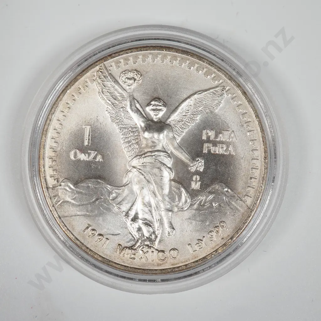 1991 Mexico Libertad One Troy Ounce Silver Bullion Coin  Image 1++