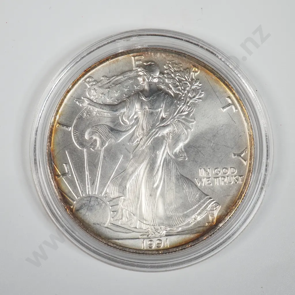 1991 United States of America One Troy Silver Ounce Bullion Coin Image 1++