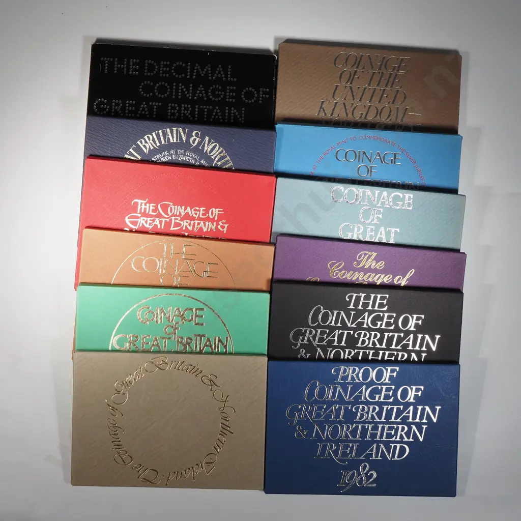 11 x UK proof coin sets complete from 1971 to 1982 in original cardboard folders, Combined C.V. 208 pounds ( NZD $480 ) Image 1++