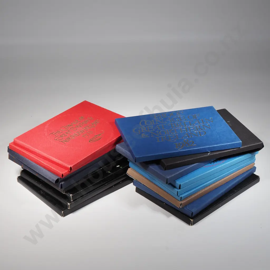 17 x UK proof coin sets dated 1971 x 5, 1972 x 2, 1973 x 2, 1977 x 3, 1978, 1981, 1982 x 3 in original cardboard folder Image 1++