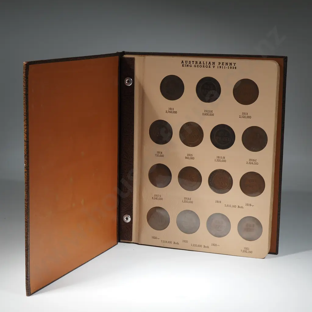 Australian penny album with coins from 1911to 1964, missing 1925, 1930 and 1946 Image 1++