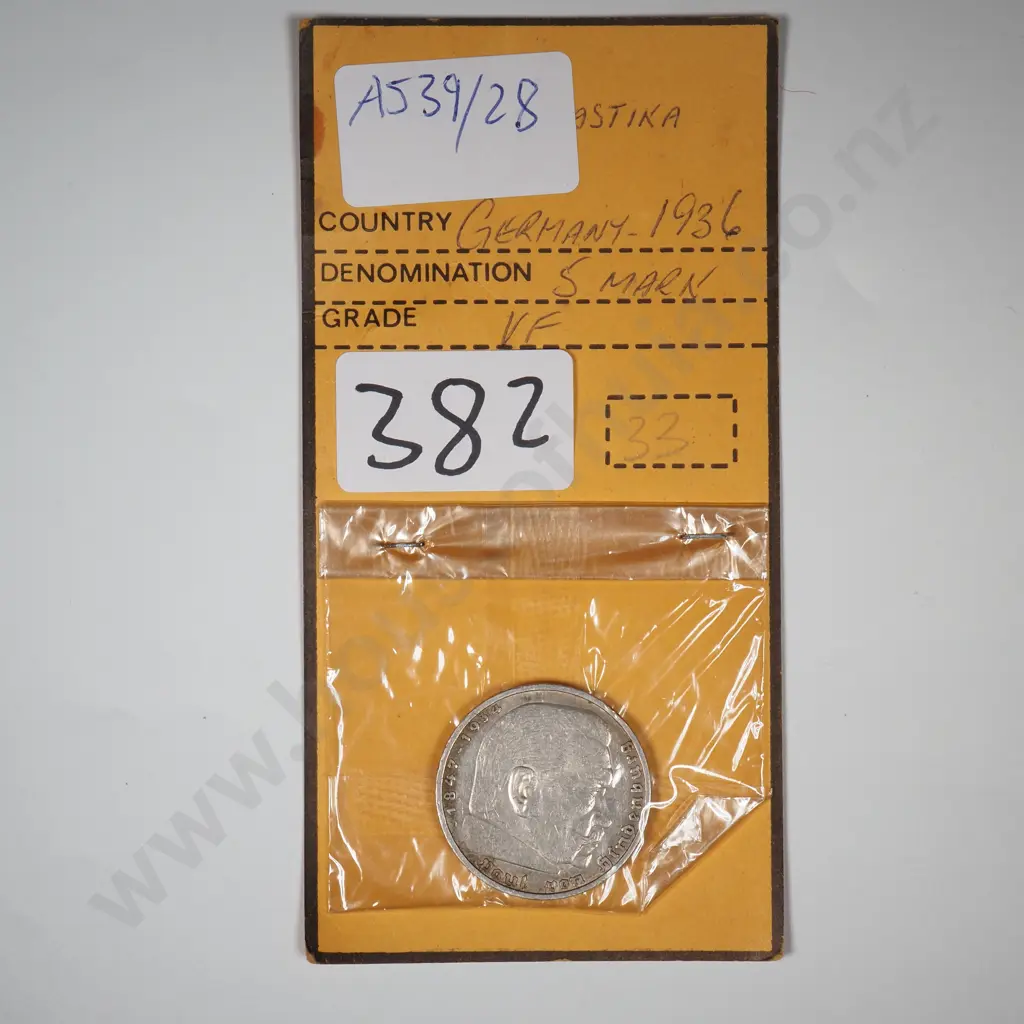 1936 German 5 Mark Silver Coin  Image 1++