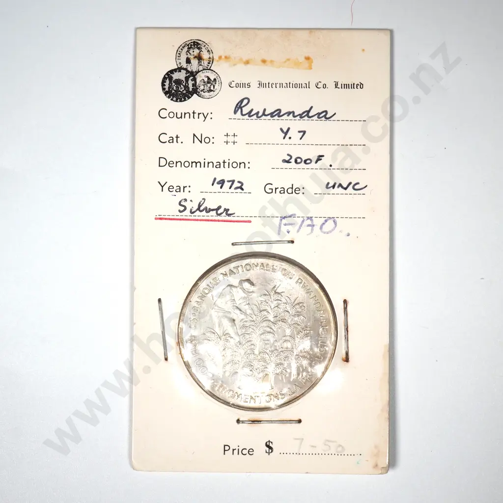 1972 Rwanda 200 Franc Silver UNC Coin  Image 1++