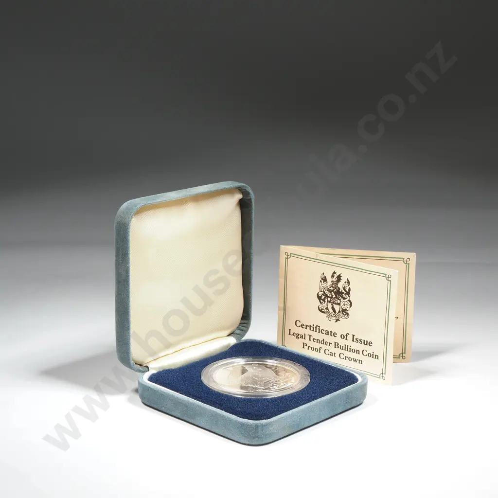 1991 Isle of Man Year of the Cat One Troy Ounce Silver Bullion Coin  Image 1++