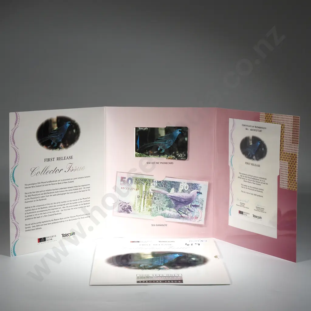 New Zealand Fifty Dollar Banknote Phone Card Presentation Set Image 1++