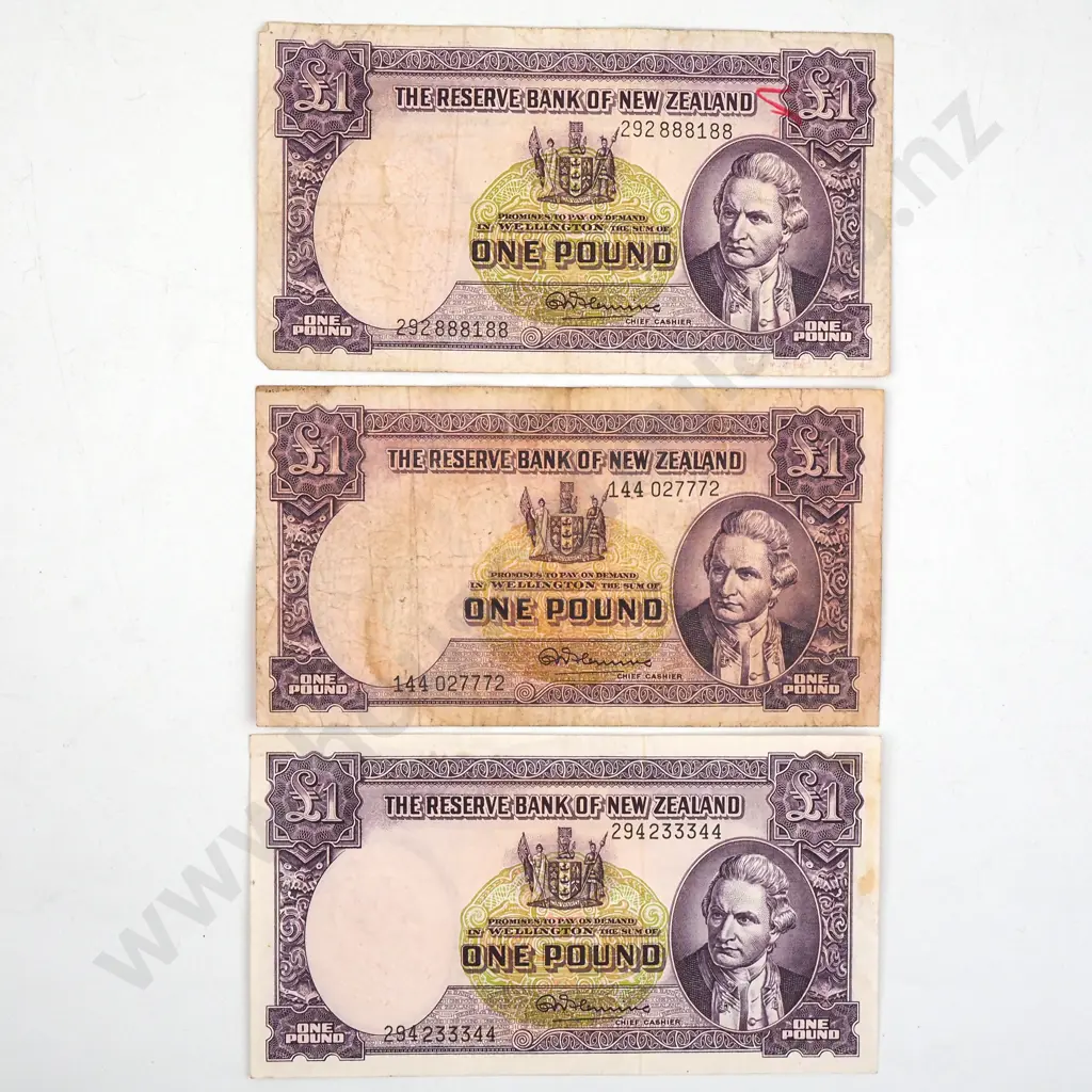 Three One Pound Fleming Banknotes  Image 1++