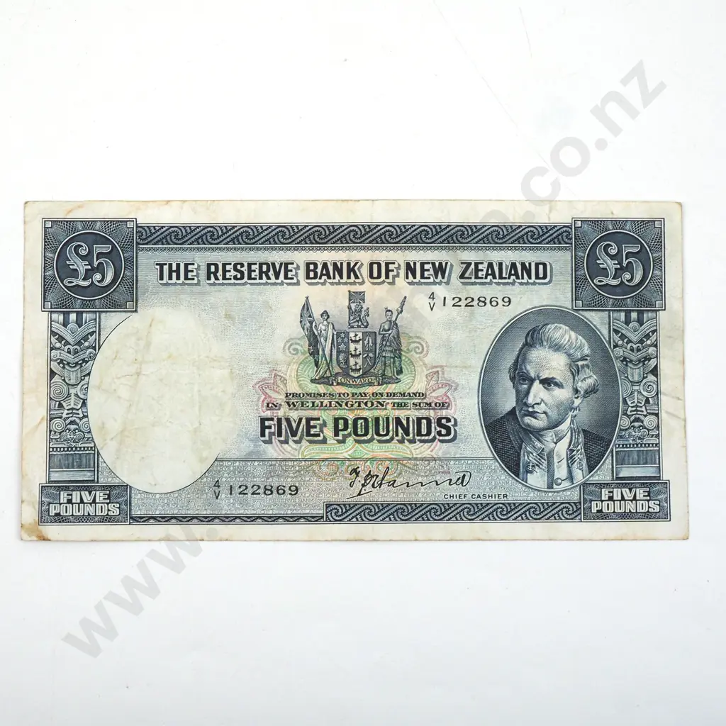 New Zealand Five Pound Hanna Banknote  Image 1++