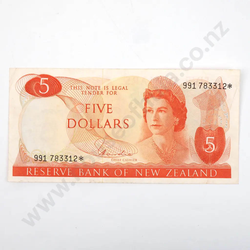New Zealand Hardie 991 Star Five Dollar Banknote  Image 1++