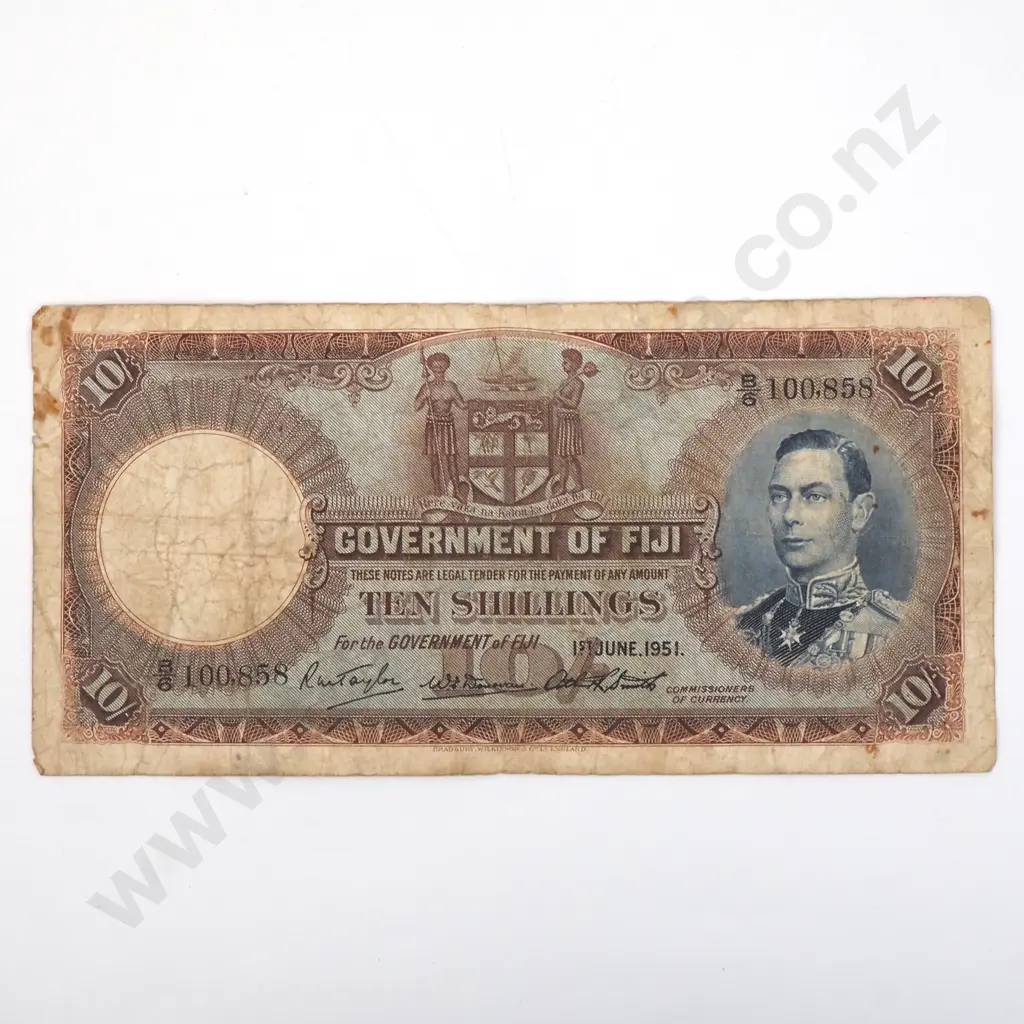 1951 Fiji Ten Shilling Banknote  Image 1++