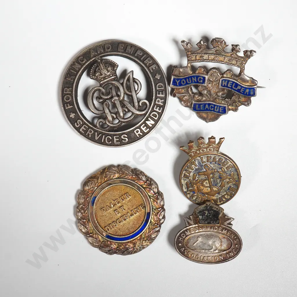 Four Military Related Tokens  / Badges incl NZ Silver War Badge  Image 1++