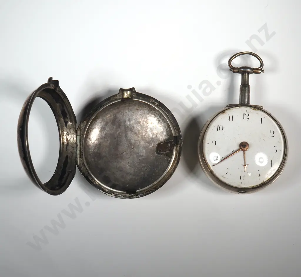 1770's Sterling Silver Pair case Pocket Watch by John Parker - Chain Intact / Balance Stiff Image 1++