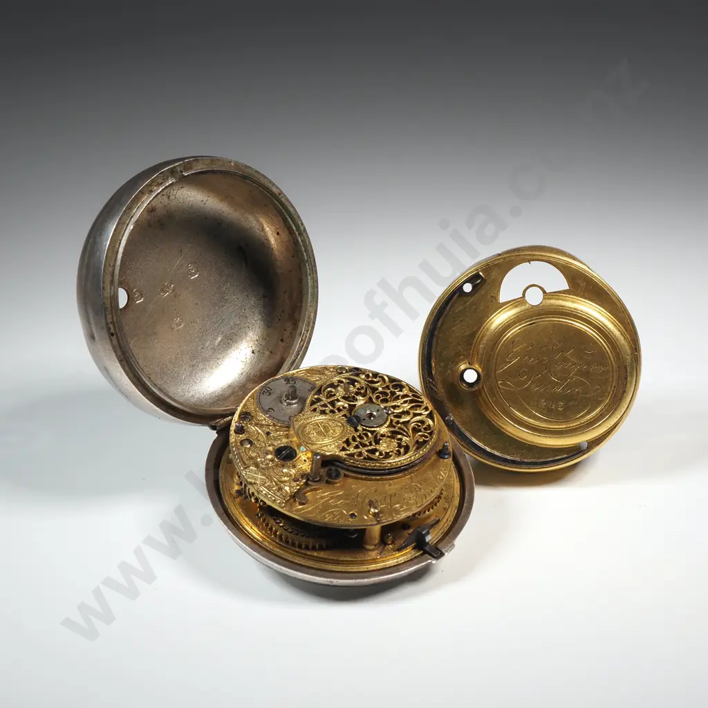 1782 Dated George Cooper Pair Case Sterling Silver Pocket Watch Image 1++