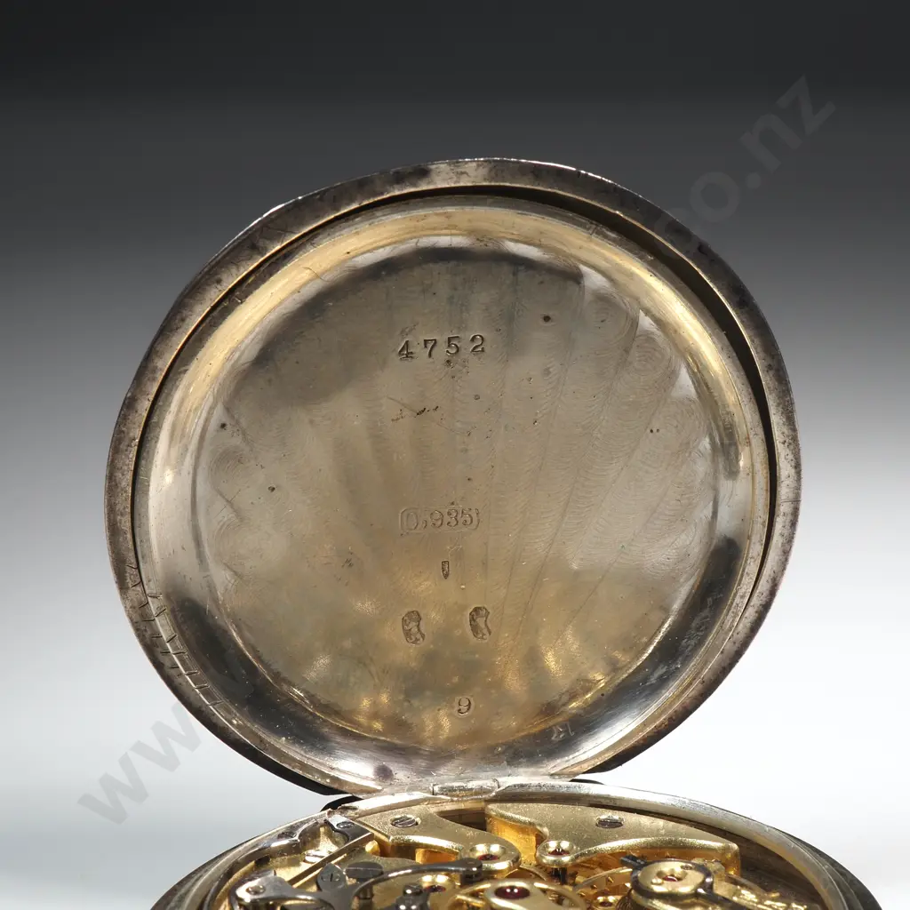 Sterling Silver 935 Silver Chronograph made for Teagle Smith & Sons Wellington - Enamel Dial & Blued Hands - Excellent Image 1++