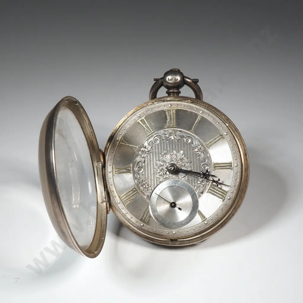Sterling Silver John Oldham Open Face Fuse Pocket Watch - London 1863 Image 1++
