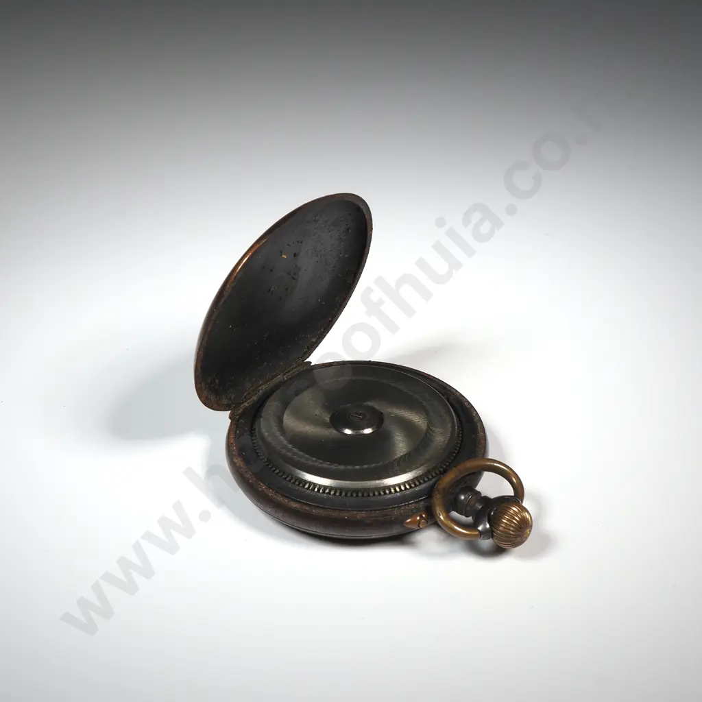 Antique Hebdomas Gun Metal Wrist Watch w Enamel Dial Accents Image 1++