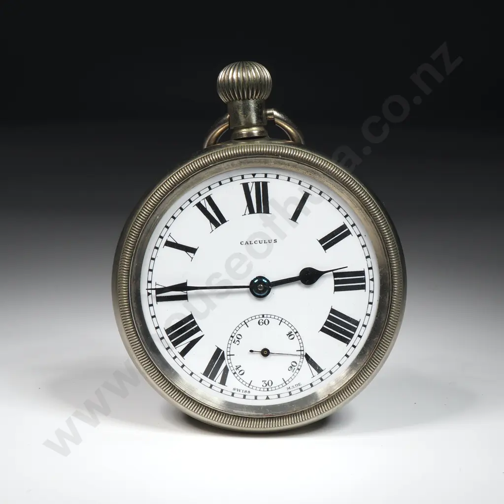 Antique Nickel Cased Stem Wind Calculus Pocket Watch - Running, But Sold w No Guarantees of Reliability or Accuracy Image 1++