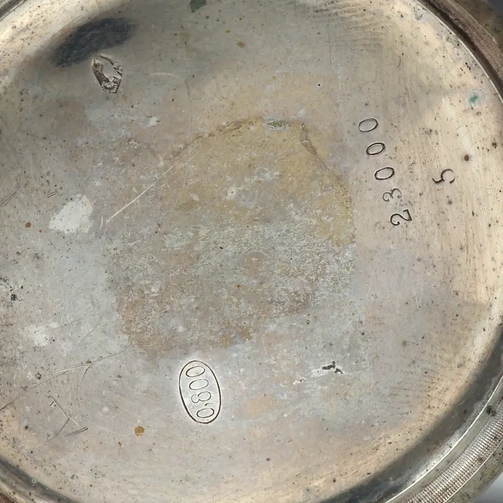 Fancy .800 Silver & Gold Pocket Watch w Flower Motif on Enamel -1902 Dated Lille Image 1++