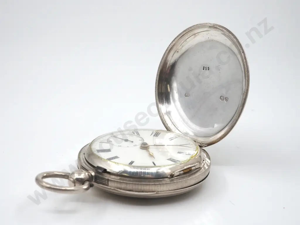 Antique Sterling Silver Hunter Pocket Watch Image 1++