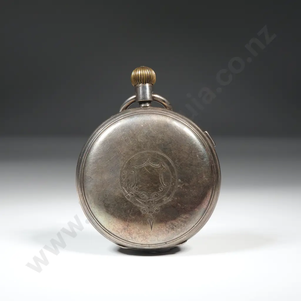 Sterling Silver Chronograph Pocket Watch by Stuart Dawson - London 1886 - No Bezel / Glass Image 1++