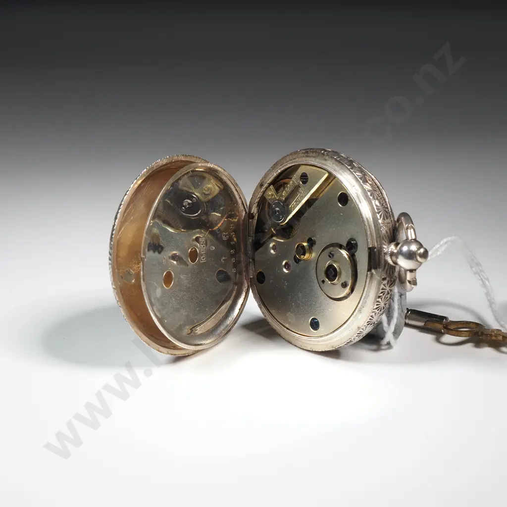 Antique Sterling Silver Key Wind Pocket Watch Image 1++