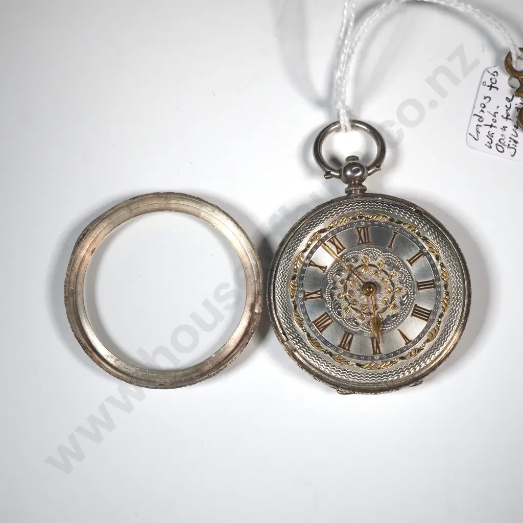Antique Sterling Silver Key Wind Pocket Watch Image 1++
