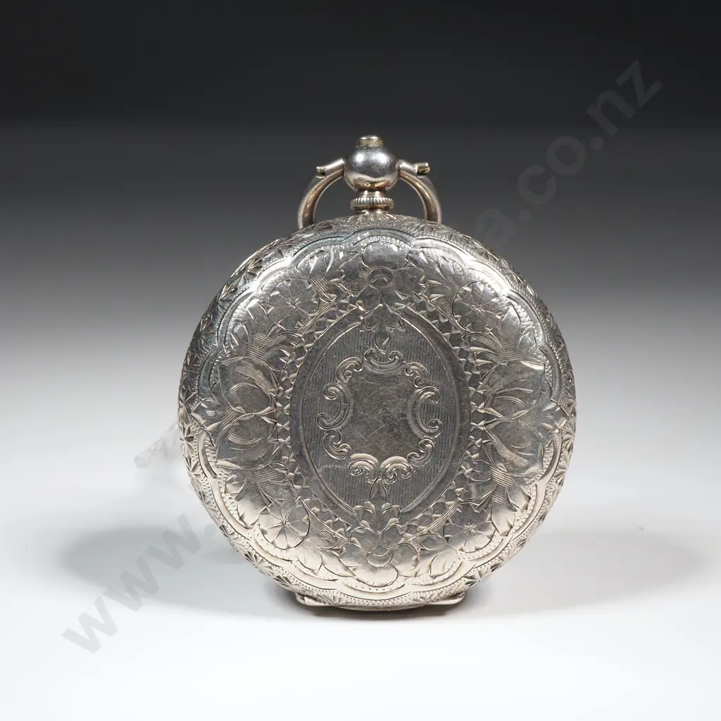 Antique Sterling Silver Key Wind Pocket Watch Image 1++