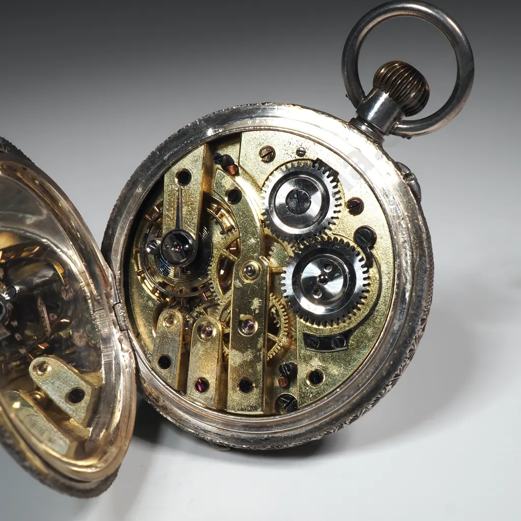 Antique .935 Silver Pocket Watch Image 1++