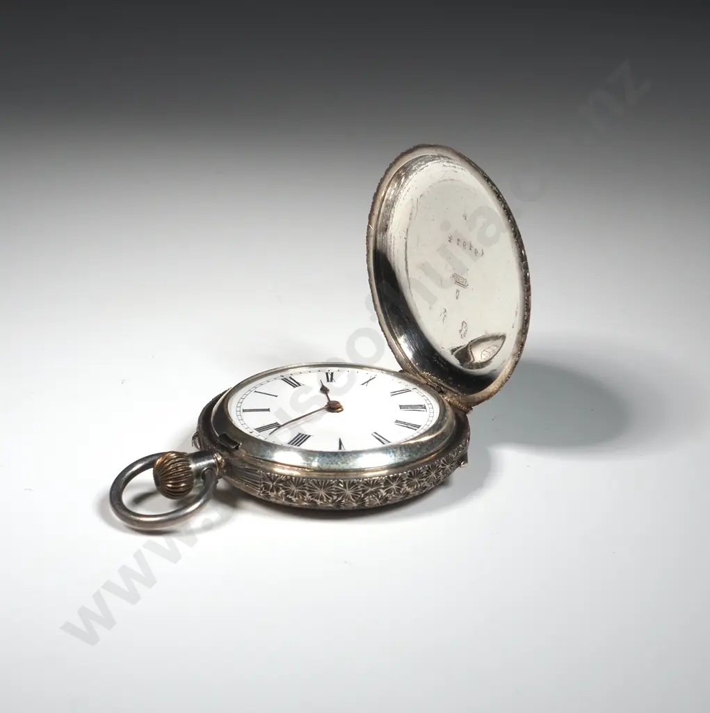 Antique .935 Silver Pocket Watch Image 1++