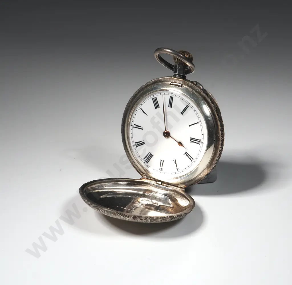 Antique .935 Silver Pocket Watch Image 1++