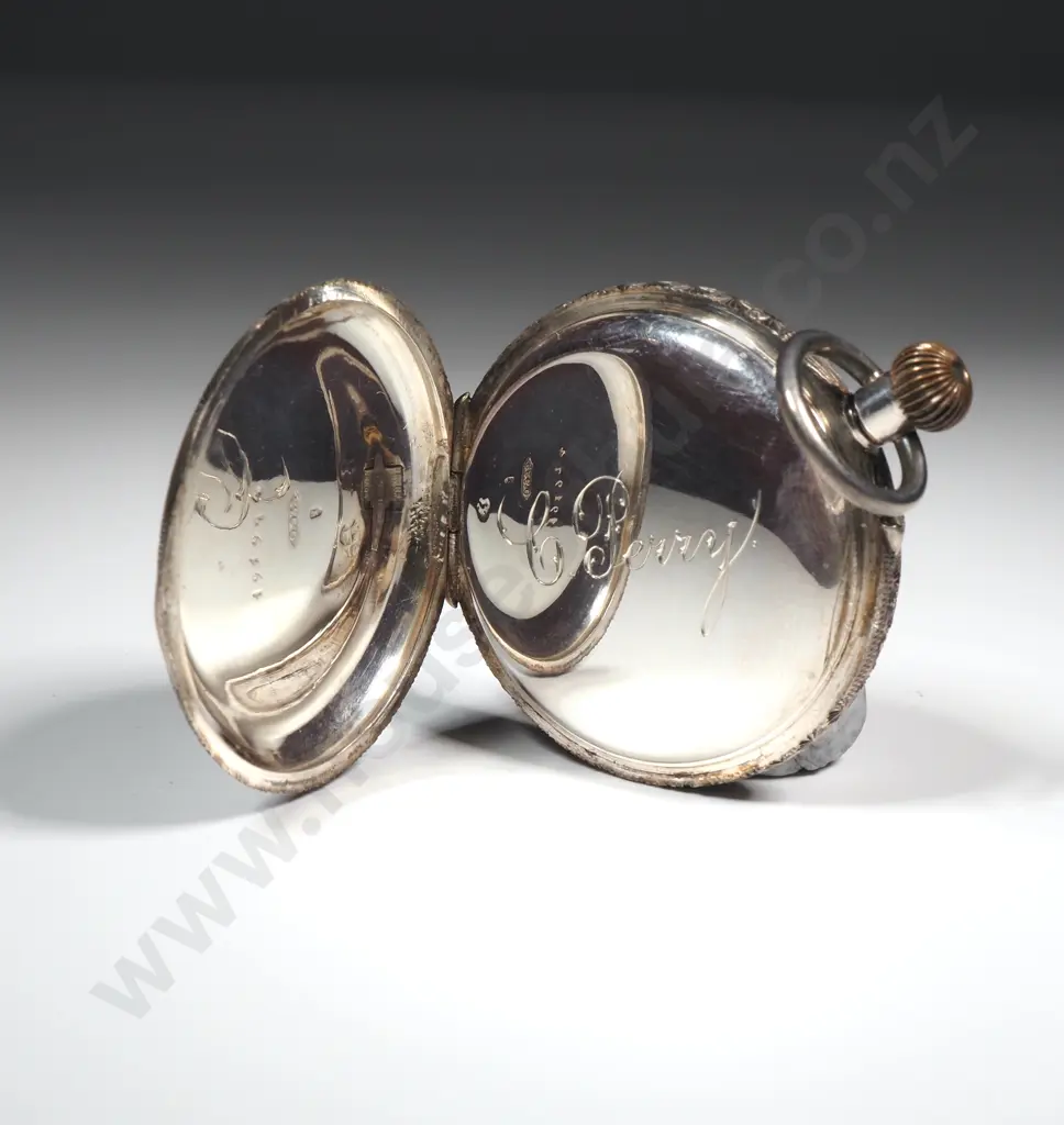 Antique .935 Silver Pocket Watch Image 1++