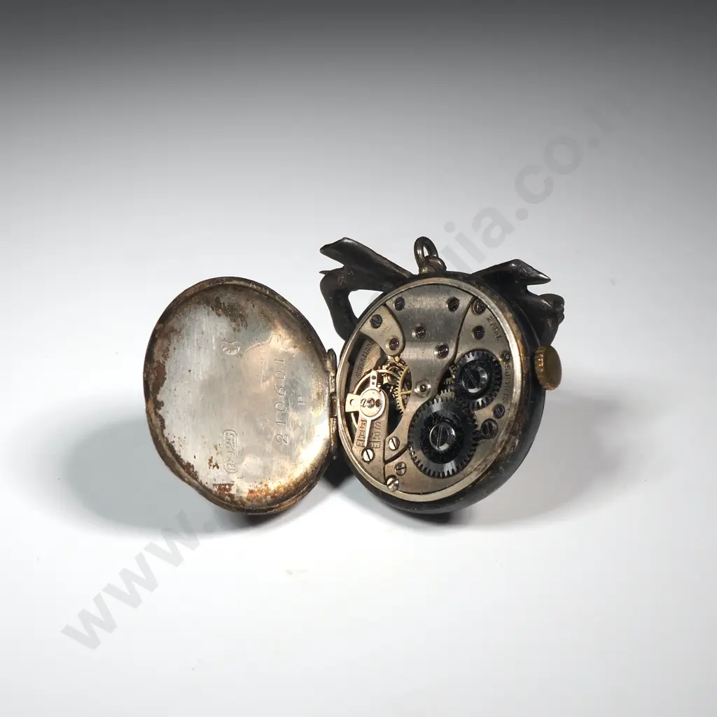 Antique Sterling Silver Ladies Brooch Mounted Pocket Watch Image 1++