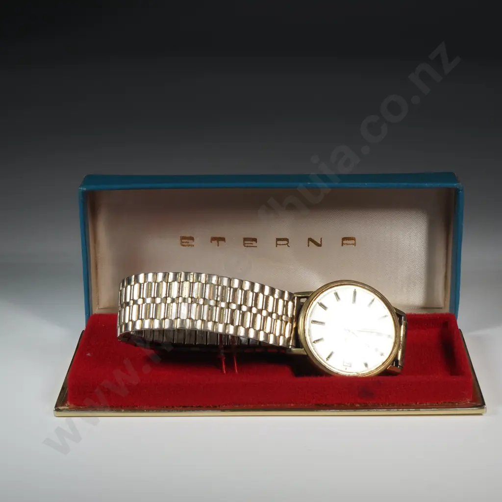 Vintage Cased Automatic Gents Gold Capped Eterna Eternamatic Wrist Watch on Flex Strap Image 1++