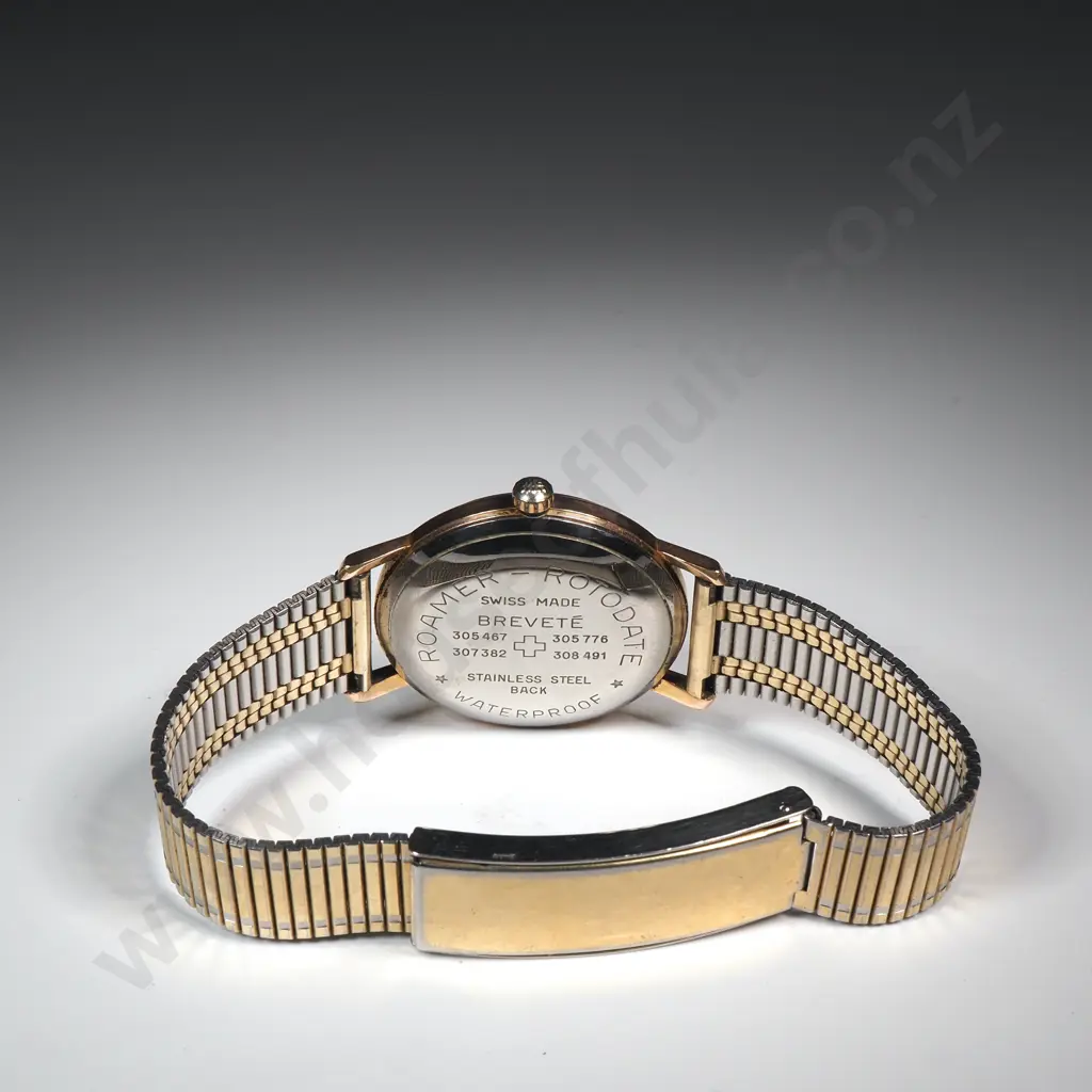 Vintage Cased Automatic Gents Gold Capped Roamer Rotodate Wrist Watch on Flex Strap Image 1++