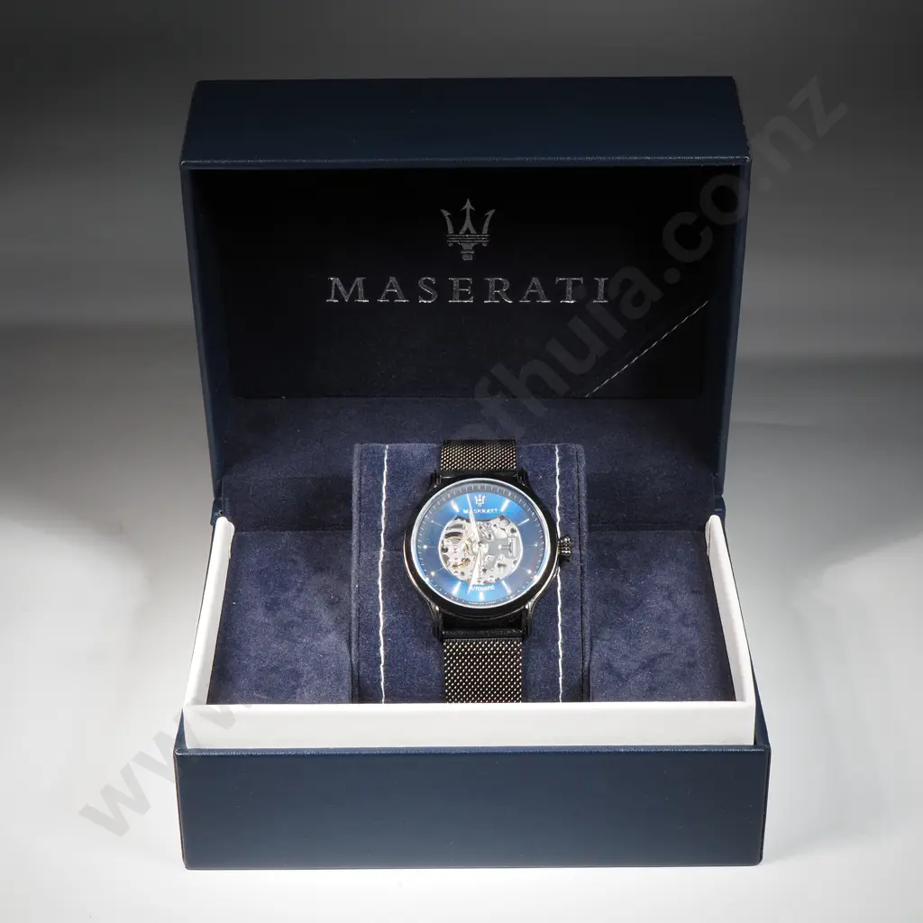 Gents Modern Maserati Automatic Skeleton Wristwatch, Running - in Box w Instruction Manual - Like New Image 1++