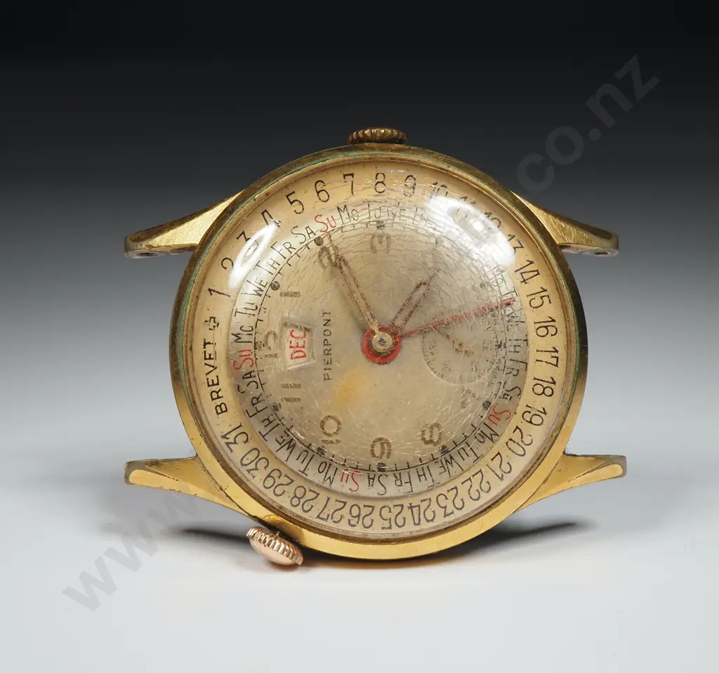 Vintage Gold Plate & Stainless Steel Cased Manual Wind Pierpont Calendar Wristwatch - No Running  Image 1++
