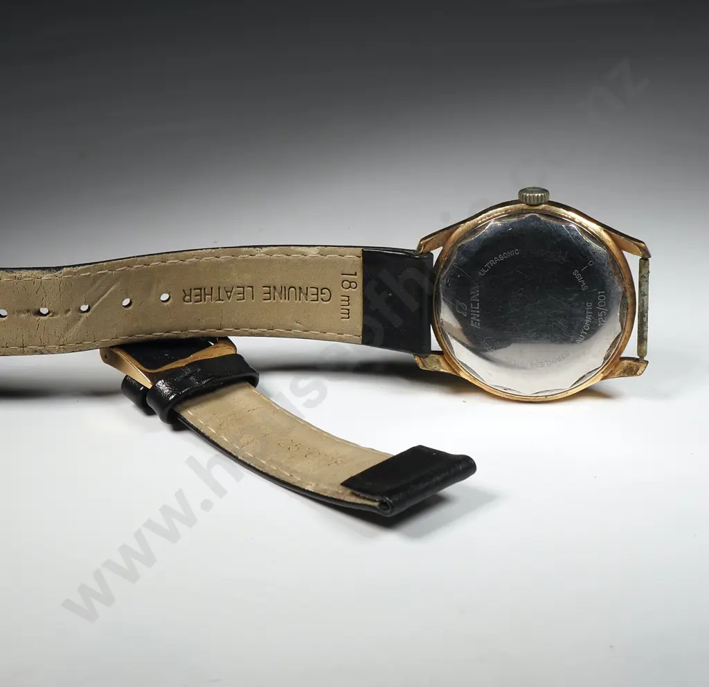 Gents Vintage Gold Plate & Stainless Steel cased Automatic Enicar Date Wristwatch - - Running, But Sold w No Guarantees Image 1++