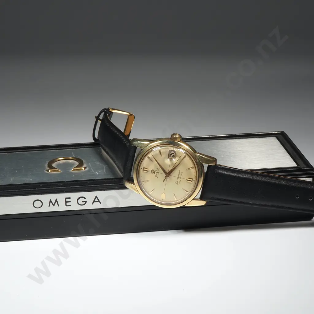 Vintage Omega Seamaster Automatic Calendar Gold Capped Wrist Watch in Box Image 1++