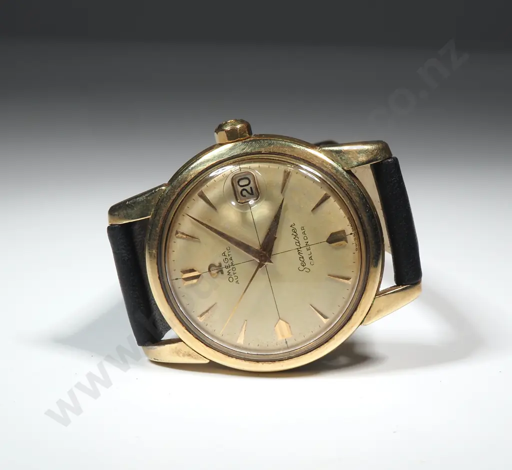 Vintage Omega Seamaster Automatic Calendar Gold Capped Wrist Watch in Box Image 1++