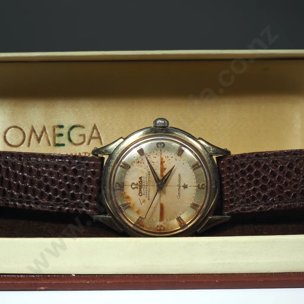 Vintage Omega Constellation Pie Pan Chronometre in Omega Precision Watch Case Image 1++