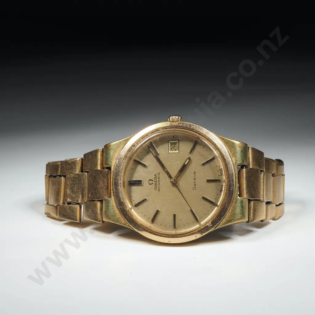 Gents Vintage Gold Plate & Stainless Steel Cased Omega Automatic Geneve Date Wristwatch - Not Running Image 1++