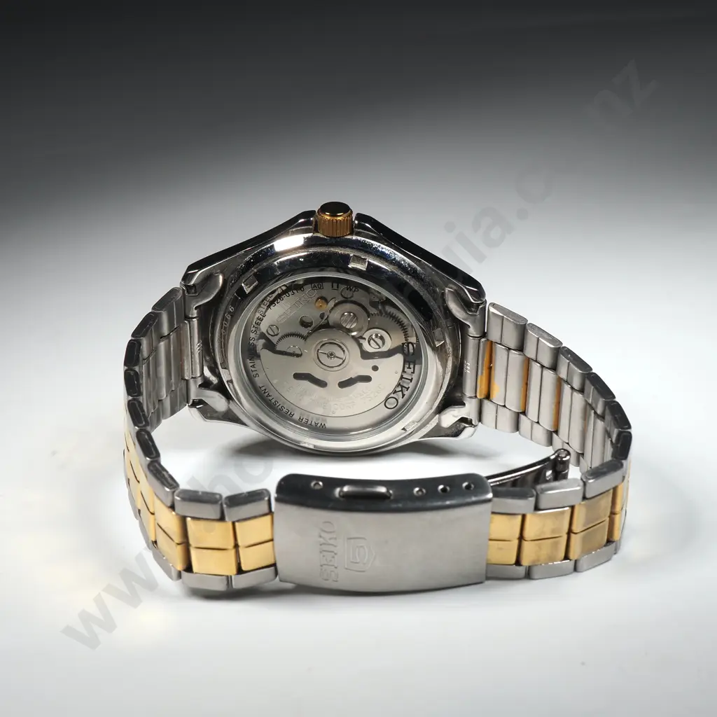 Gents Stainless Steel & Gold Plate Seiko 5 Automatic Day / Date Wristwatch Image 1++