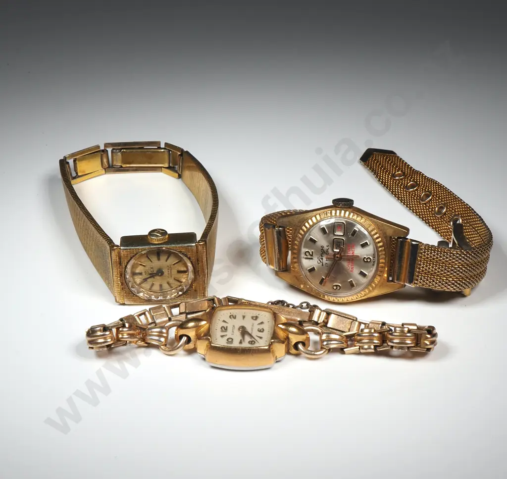 Three Rolled Gold Ladies Wristwatches Image 1++