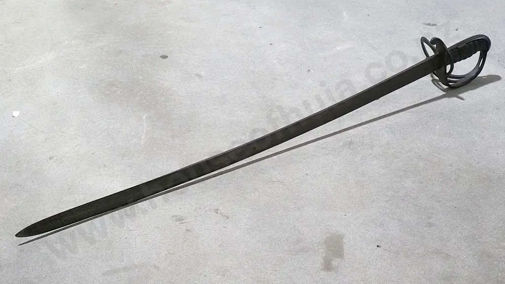 Mid 19th Century British Marked Basket Hilt Sabre - No Scabbard Image 1++