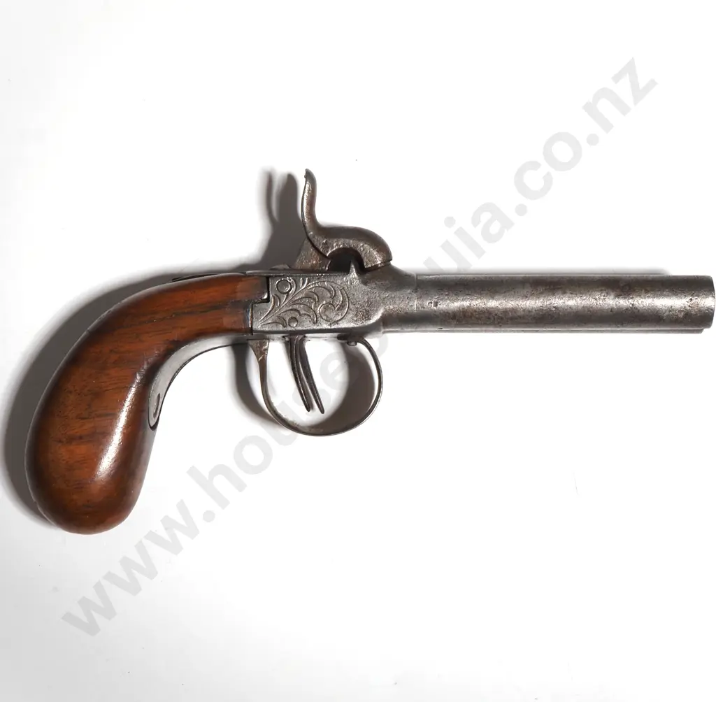 Antique Double Barrel Belgian Pocket Pistol Image 1++