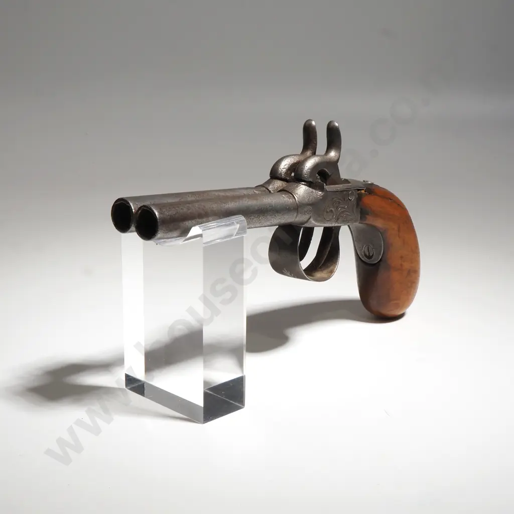 Antique Double Barrel Belgian Pocket Pistol Image 1++